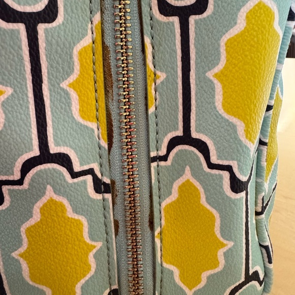 Kate Spade Cabana Tile Damien Bright Blue Green Graphic Satchel Rare - Picture 13 of 15